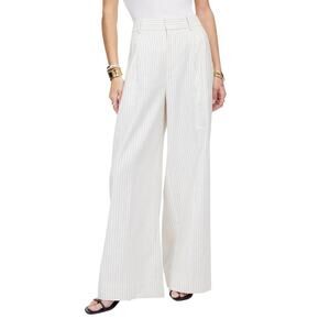 Madewell Harlow Wide-Leg Pinstripe Linen Trousers Ivory Size 4 NWT
